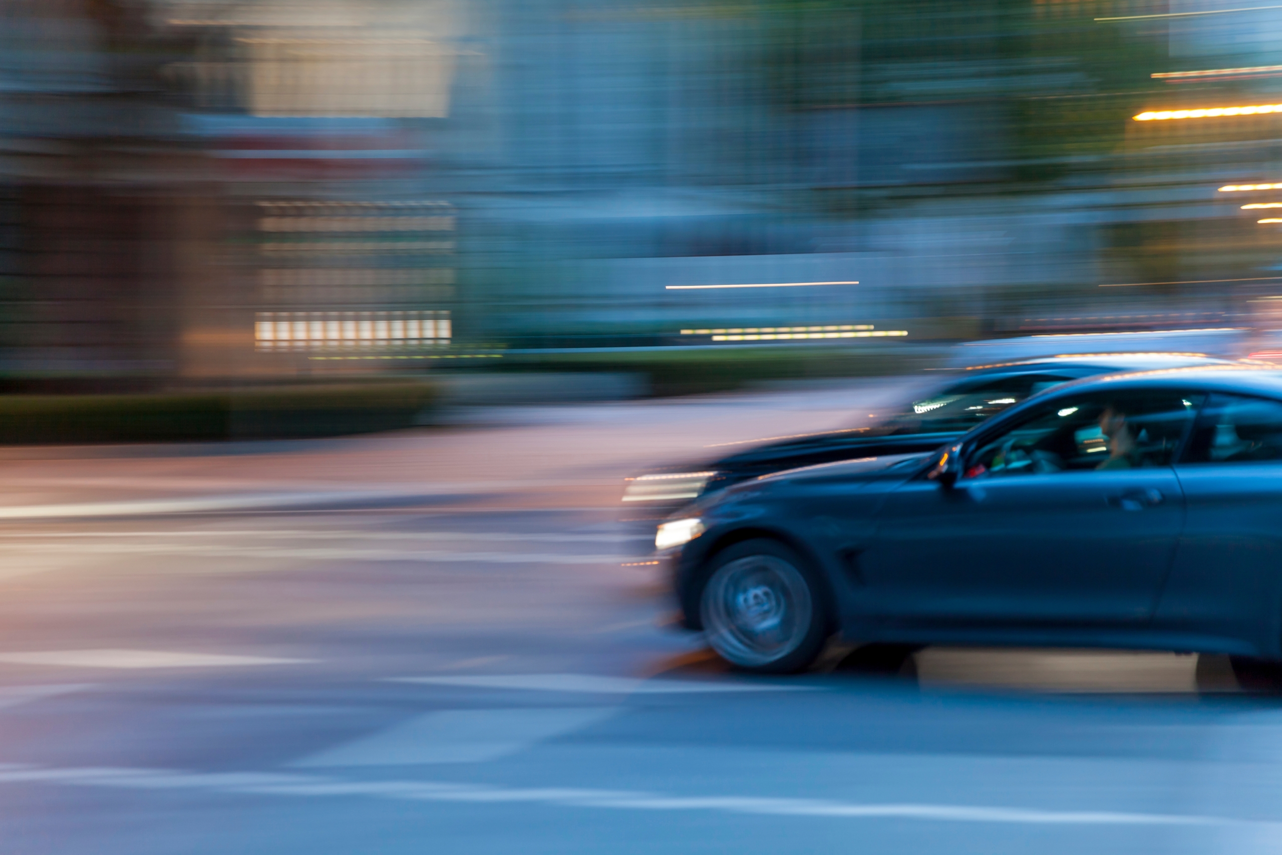 car speeding on the street